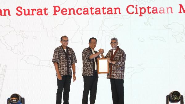 DJKI Tahun Tematik Penutupan Tahun Tematik Indikasi Geografis dan Pencanangan Tahun Hak Cipta dan Desain Industri di Hotel Shangri-La pada Senin (2 /12/2024). (Foto: dok DJKI)