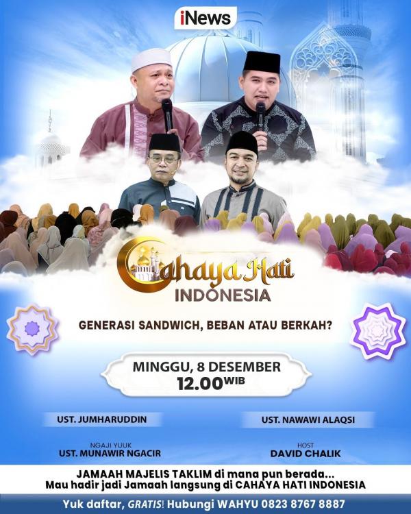 Cahaya Hati Indonesia 5 Cahaya Hati Indonesia, Minggu 8 Desember 2024. (Foto: iNews)