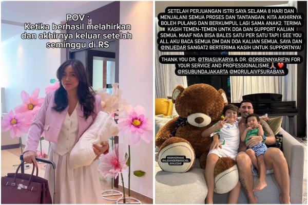 Jessica Iskandar pulang ke rumah setelah dirawat intensif usai melahirkan anak ketiga. (Foto: Instagram)