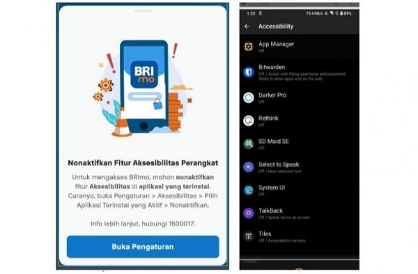 BRImo ASUS Cara nonaktifkan aksesibilitas BRImo di Asus. (Foto: dok BRI)