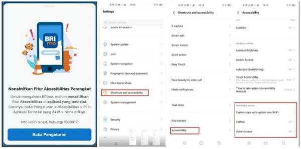 BRImo Vivo Cara nonaktifkan aksesibilitas BRImo di Vivo. (Foto: dok BRI)