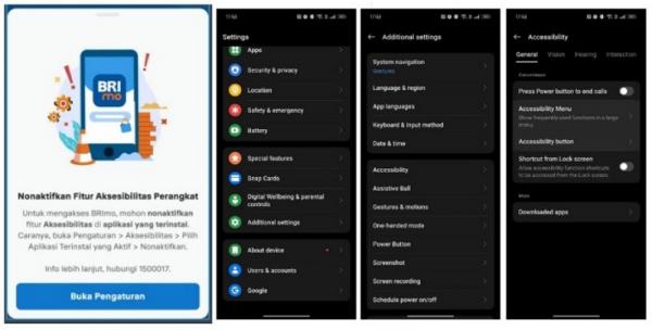 BRImo Xiaomi Cara nonaktifkan aksesibilitas BRImo di Redmi dan Poco