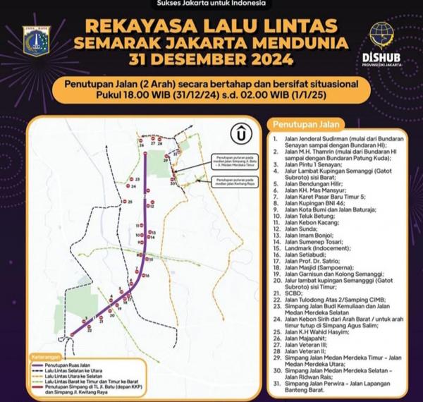 Jalur alternatif di malam tahun baru 2025 saat Sud Jalur alternatif di malam tahun baru 2025 saat Sudirman-Thamrin ditutup