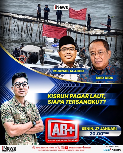 Saksikan selengkapnya liputan mendalam Abraham Silaban di AB+ &ldquo;KISRUH PAGAR LAUT, SIAPA TERSANGKUT?&rdquo; Malam Ini pukul 20.00 WIB. (Foto: iNews)