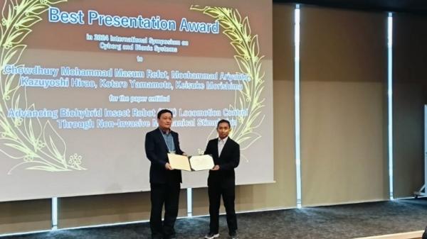 Dosen Undip Mochammad Ariyanto PhD Dosen Undip Mochammad Ariyanto PhD menciptakan inovasi di bidang hybrid robot berbasis serangga yang disebut cyborg insects untuk misi pencarian dan penyelamatan korban bencana. (Foto: Ist)