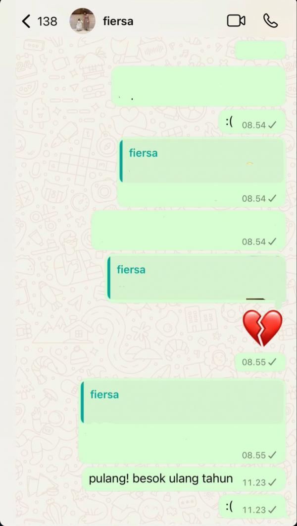 Fiersa Besari hilang kontak Isi chat Fiersa Besari yang belum memberi kabar istrinya. (Foto: Instagram)