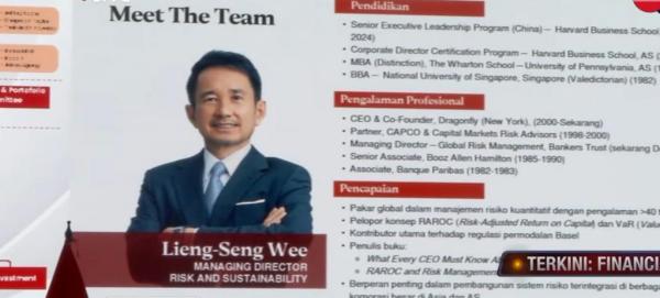 Lieng Seng Wee jadi Managing Director Risk and Sus Lieng Seng Wee jadi Managing Director Risk and Sustainability Danantara yang diumumkan pada hari ini, Senin (24/3)