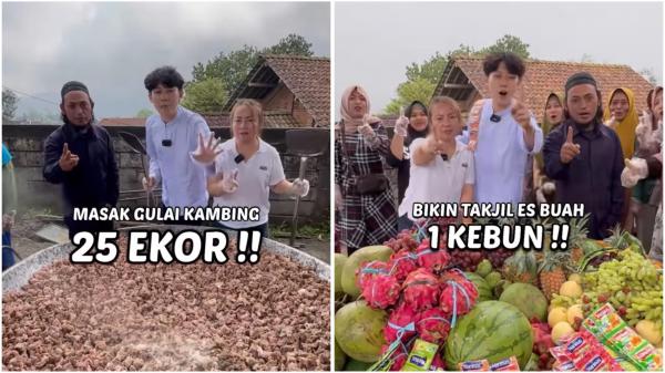 Willie Salim bagi-bagi gulai daging kambing dan takjil gratis di Semarang, Jawa Tengah. (Foto: Instagram)