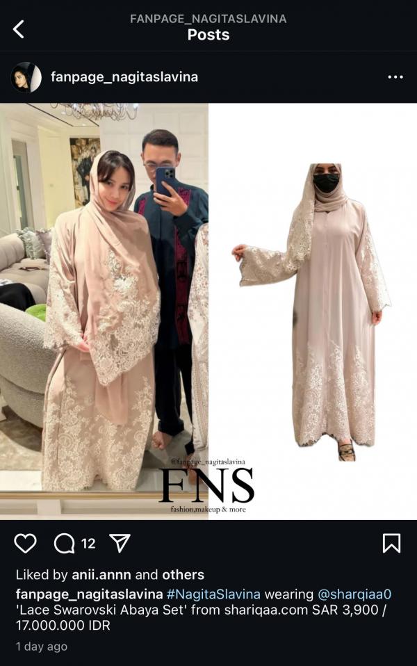 Baju Nagita Baju Nagita Slavina seharga Rp17 juta. (Foto: Instagram)