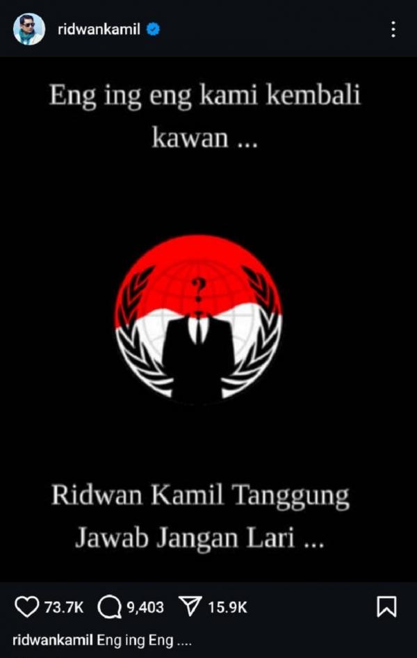 Unggahan bernada ancaman pada akun Instagram Ridwan Kamil. (Foto: Istimewa)