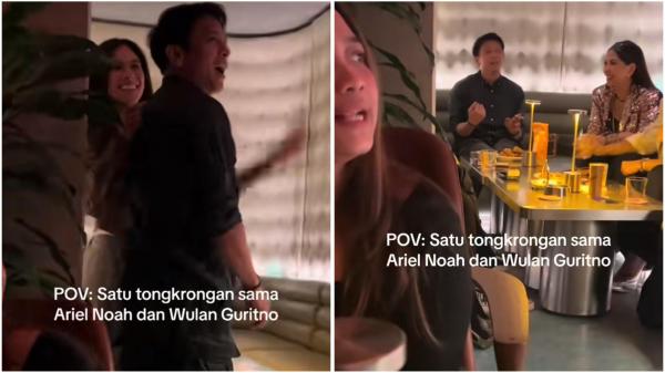 Momen Ariel NOAH dan Wulan Guritno jalan bareng viral di TikTok. (Foto: TikTok)
