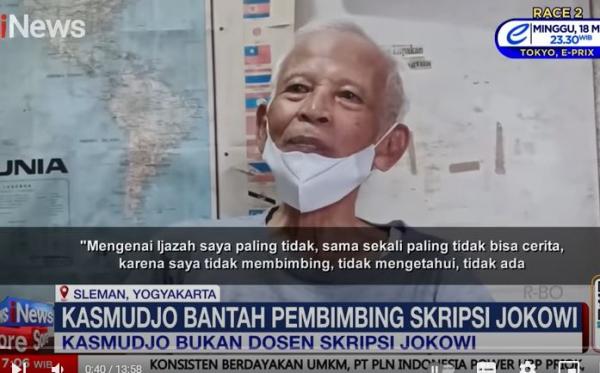 Kasmudjo soal ijazah Jokowi Mantan dosen Fakultas Kehutanan UGM Yogyakarta bercerita soal ijazah Jokowi. (Foto: iNews)