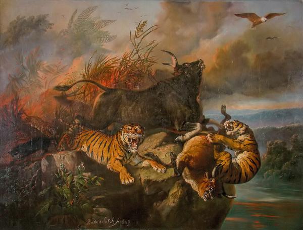 Lukisan Raden Saleh bertajuk Kebakaran Hutan. (Foto: X)