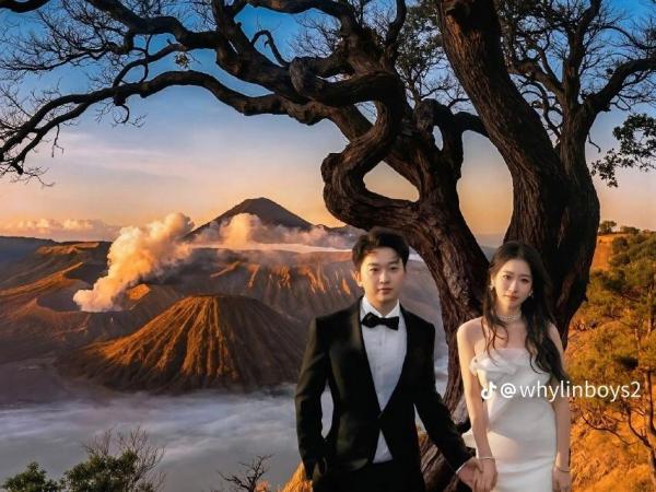 Saking indahnya, foto prewedding pasangan asal China ini disangka editan. (Foto: TikTok)