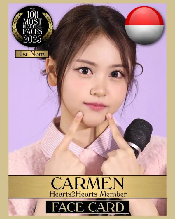 Carmen Carmen Hearts2Hearts masuk daftar wanita tercantik di dunia 2025. (Foto: Instagram)