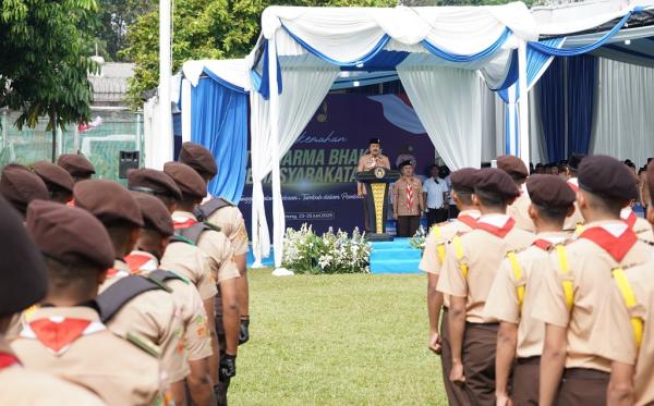 Perkemahan Satya Dharma Bhakti Pemasyarakatan Menimipas Agus Andrianto, pada pembukaan Perkemahan Satya Dharma Bhakti Pemasyarakatan, di Lapas Kelas IIA Cibinong, Senin (23/6/2025). (Foto: Ist)