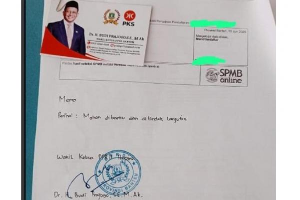 Wakil Ketua DPRD Banten Budi Prajogo Dicopot Buntut Memo Titip Siswa di SPMB