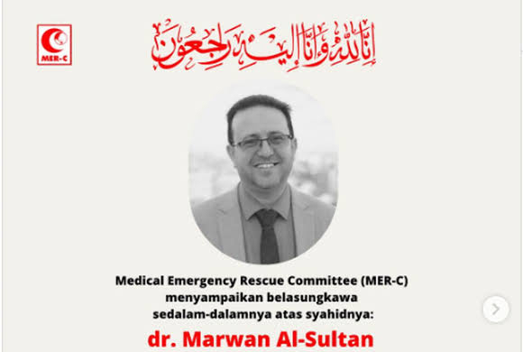Direktur RS Indonesia di Gaza, dr Marwan Al-Sulta Direktur RS Indonesia di Gaza, dr Marwan Al-Sultan tewas dalam serangan Israel pada Rabu (2/7/2025). (Foto: MER-C)