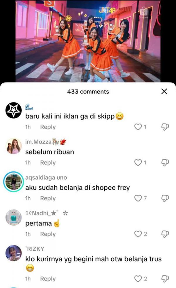 JKT48 x Shopee Fans JKT48 ikut menyampaikan dukungan pada unggahan MV terbaru bersama Shopee. (Foto: dok Istimewa)