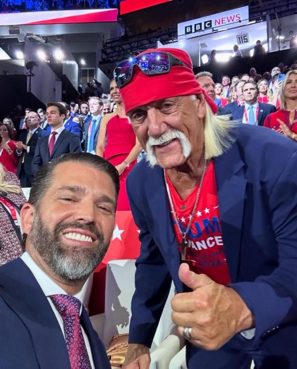 Donald Trump Jr Donald Trump Jr bersama Hulk Hogan. (Foto: X)