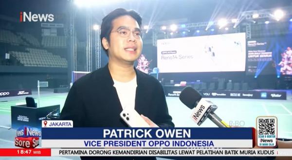 Vice President OPPO Indonesia, Patrick Owen Vice President OPPO Indonesia, Patrick Owen. (Foto: dok iNews)