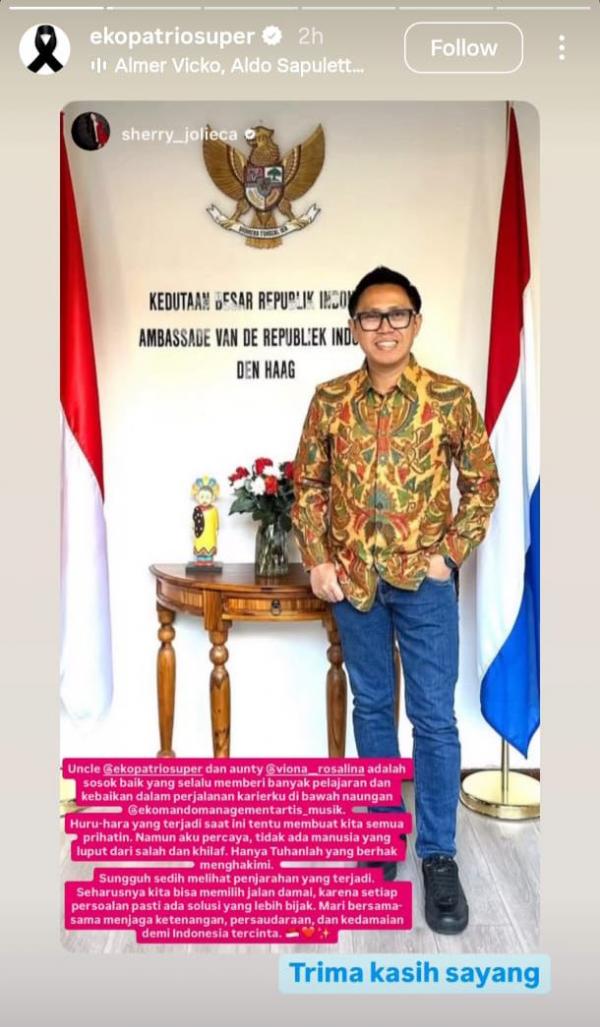 Pujian untuk Eko Eko Patrio dipuji baik oleh Sherry Joelica. (Foto: Instagram)