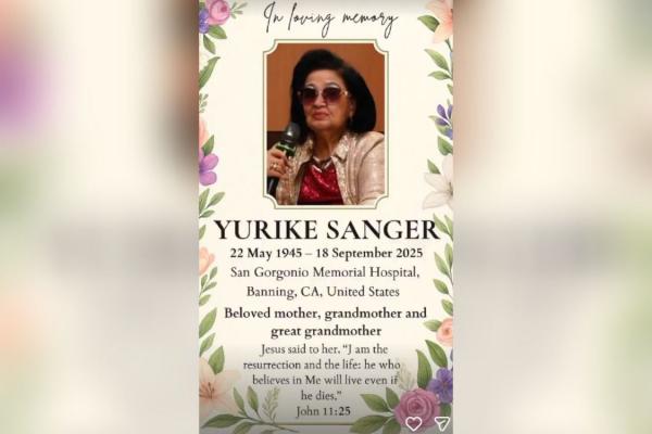 Kabar Duka Yurike Sanger meninggal dunia. (Foto: Instagram)