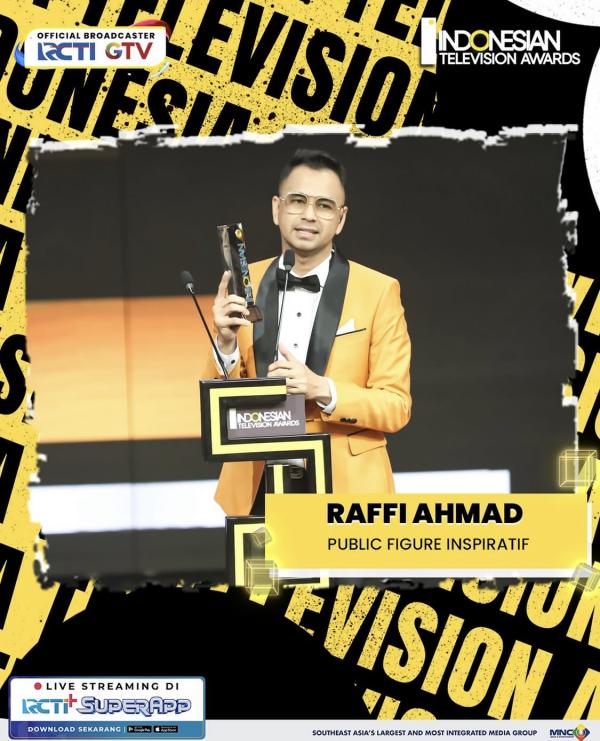 Raffi Ahmad menang Raffi Ahmad borong 2 piala ITA 2025. (Foto: Instagram)