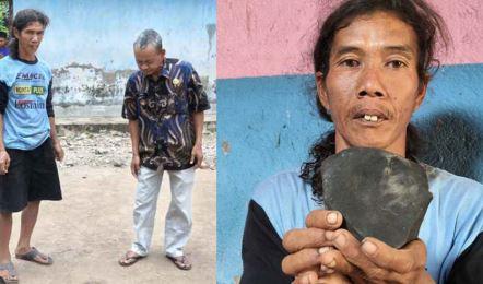 Batu meteor Warga Desa Jatilaba, Kecamatan Margasari, Kabupaten tegal menemukan batu diduga meteor. (Foto: ist)