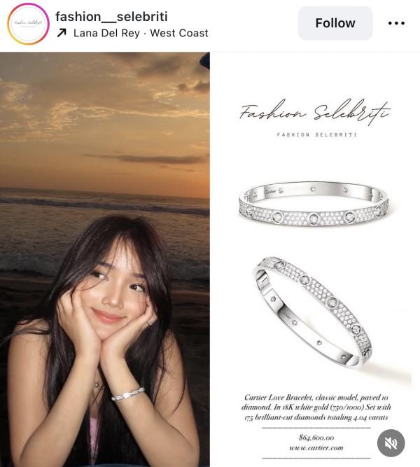 Selebgram Fuji Selebgram Fuji dan gelang mewahnya. (Foto: Instagram)