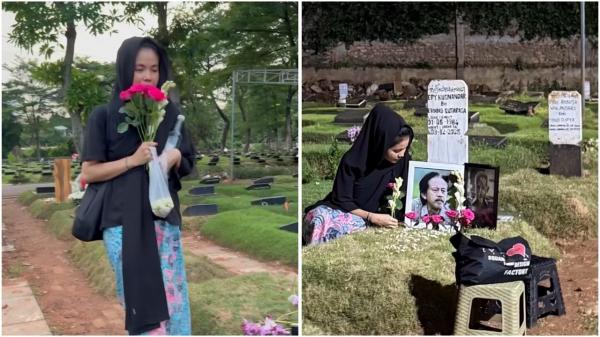 Karina Ranau Karina Ranau dicap orang gila gegara ziarah ke makam Epy Kusnandar setiap hari. (Foto: Instagram)