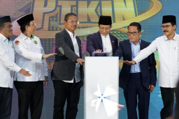 PMB PTKIN Menteri Agama Nasaruddin Umar dan jajaran pejabat Ditjen Pendidikan Islam Kemenag saat meluncurkan tahapan PMB PTKIN di Jakarta. (Foto: Kemenag)