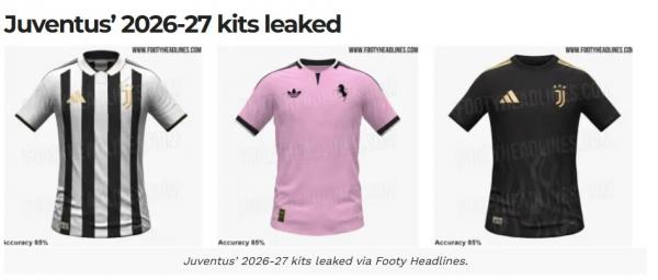 Juventus Kemungkinan besar desain seragam Juventus untuk musim 2026-27 mulai terungkap ke publik (Foto: Footy Headlines)