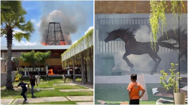 Resort di Sumba tempat Reza Arap menginap kebakaran, Senin (5/1/2026). (Foto: X)