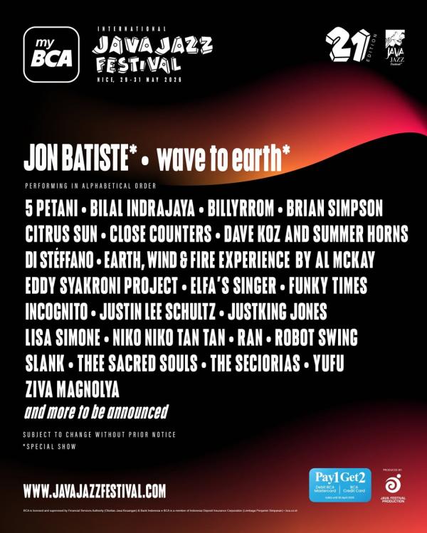 Lineup Java Jazz Festival 2026 fase pertama. (Foto: Instagram)