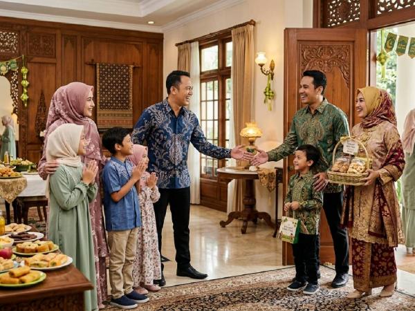 Ilustrasi open house Lebaran. (Foto: Ilustrasi AI)