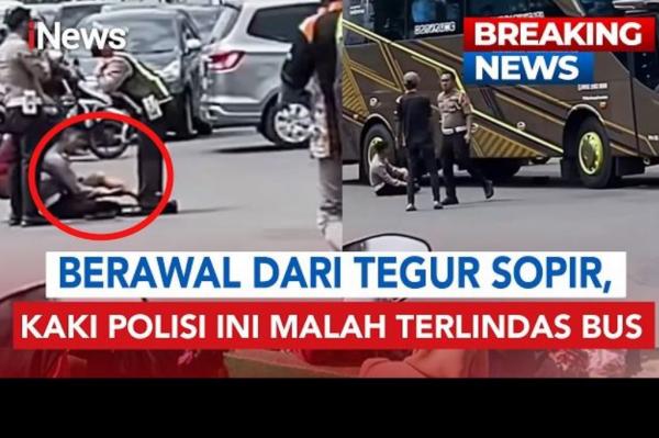 Viral Kaki Polisi Terlindas Bus Pariwisata di Madiun, Berawal dari Tegur Sopir