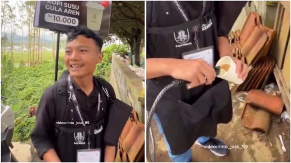 Viral Kopi Gendong Hebohkan Kawasan Dieng, Netizen: Kreatif Banget!