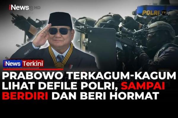 Prabowo Kagum Saksikan Defile Polri di HUT Bhayangkara, Sempat Berdiri Beri Hormat
