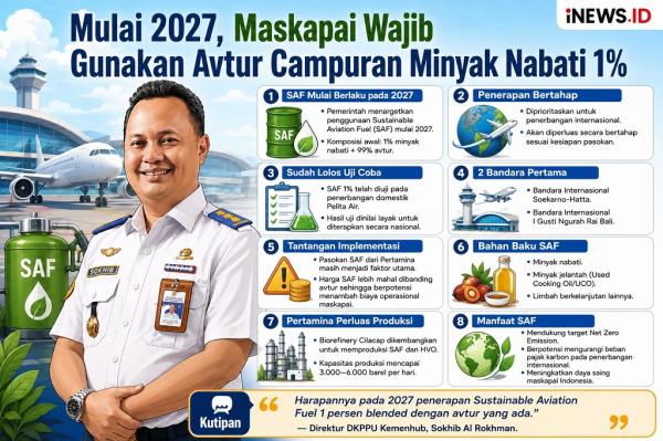 Maskapai Penerbangan Wajib Pakai Avtur Campuran Minyak Nabati 1 Persen Mulai 2027