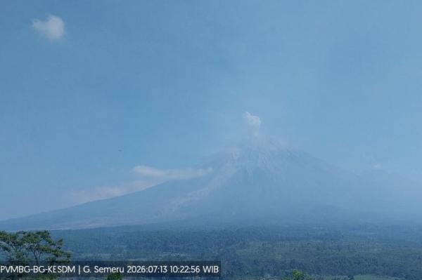 Gunung Semeru Erupsi, Kolom Abu Tebal Membubung Setinggi 800 Meter ke Langit