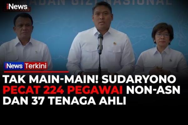 Bersih-Bersih BGN! Sudaryono Pecat 261 Pegawai, Termasuk 37 Tenaga Ahli