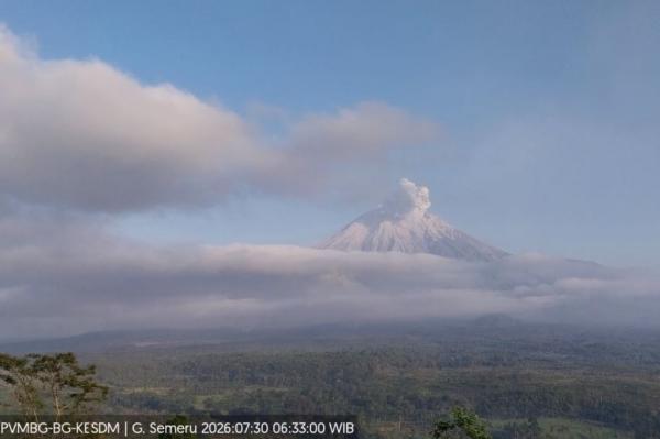 Gunung Semeru Meletus Pagi Ini, Kolom Abu Tebal Menjulang Setinggi 700 Meter