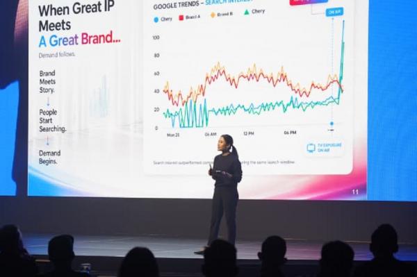 Co-CEO MNC Group Angela Tanoesoedibjo di APMF 2026 Co-CEO MNC Group Angela Tanoesoedibjo saat menjadi pembicara dalam Asia Pacific Marketing Forum (APMF) 2026 di BNDCC, Bali, 7 Agustus 2026. (Foto: iNews)