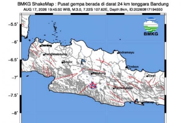 Gempa Terkini M3,0 Guncang Bandung, Terasa di Kertasari hingga Pacet