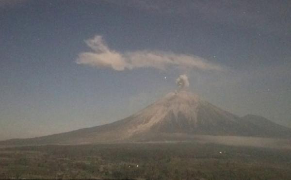 Gunung Semeru Erupsi Malam Ini, Kolom Abu Membubung 900 Meter