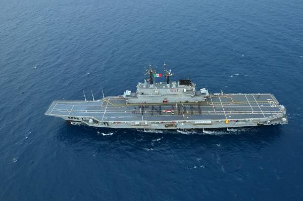 Kapal Induk Giuseppe Garibaldi 3 Penampakan kapal induk Giuseppe Garibaldi tiba di perairan Indonesia, Kamis (17/9/2026). (Foto: Dok. Dinas Penerangan TNI AL)