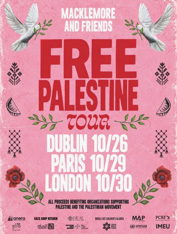 Tur Free Palestine Macklemore Macklemore membuat Free Palestine Tour usai dibuang Ed Sheeran. (Foto: X)