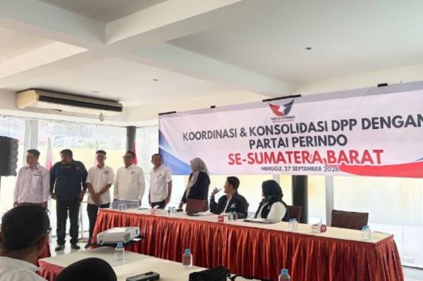 Partai Perindo Sumbar Partai Perindo Sumatera Barat menggelar konsolidasi organisasi sebagai persiapan menuju Pemilu 2029 dan mendorong keterlibatan generasi muda dalam pembangunan daerah. (Foto: Ist)