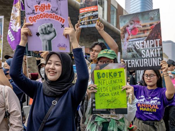 Animal March di Jakarta 2 Aksi animal march di Jakarta, hari ini Minggu (4/10/2026). (Foto: Istimewa)